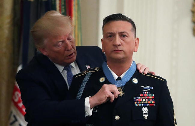 Donald Trump awarding David Bellavia Medal of Honor