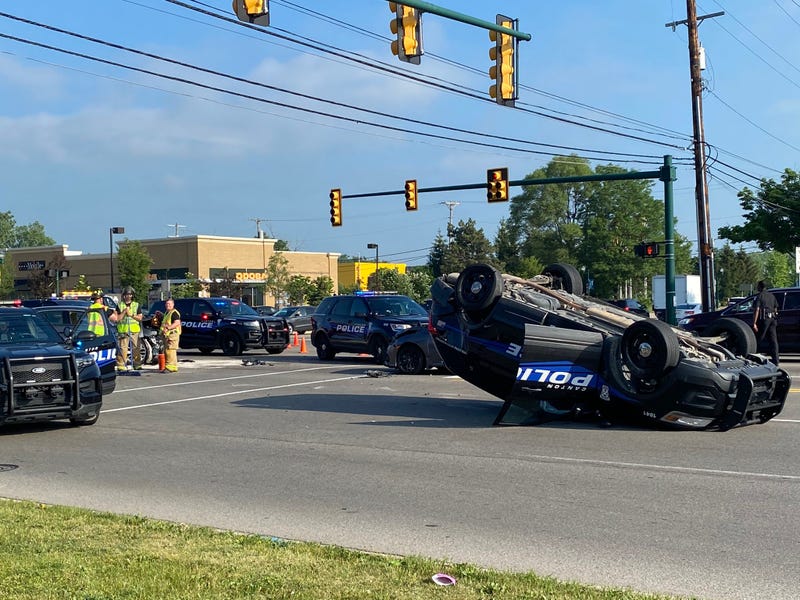 Police vehicle involved in rollover crash on Ford and Haggerty in Canton