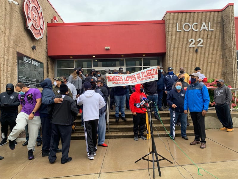 Philadelphia firefighters protest Local 22 over presidential endorsement.
