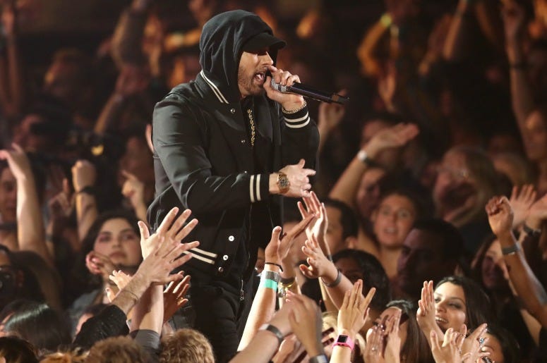 Eminem performs onstage