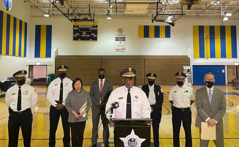 Chicago Police Superintendent David Brown, along with CPS officials, held a press conference at Simeon High School.