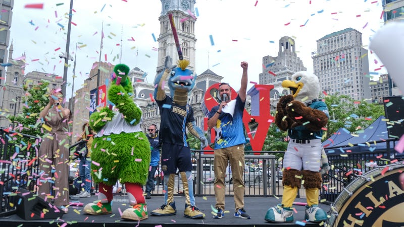 Celebration rings out at LOVE Park in Center City as Philadelphia is announced as one of 10 U.S. host cities for FIFA World Cup 2026 matches.