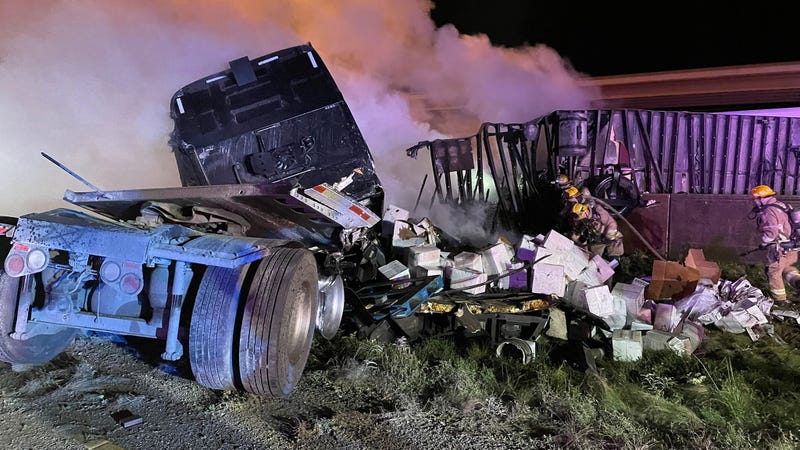 18-wheeler crash on Interstate 35
