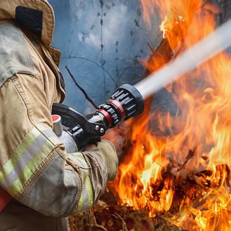Firefighter battles wildfire