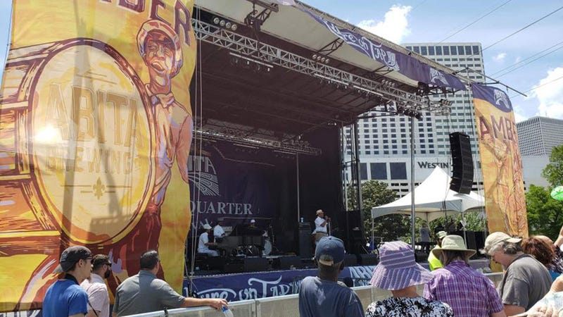 Abita Stage at French Quarter Fest along the river as seen from the crowd