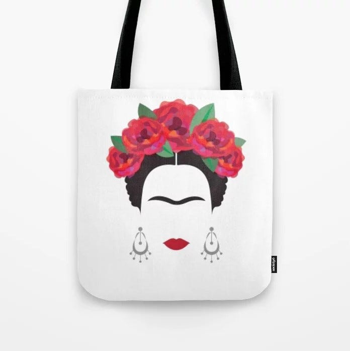 Bolsa con dibujo de Frida Kahlo