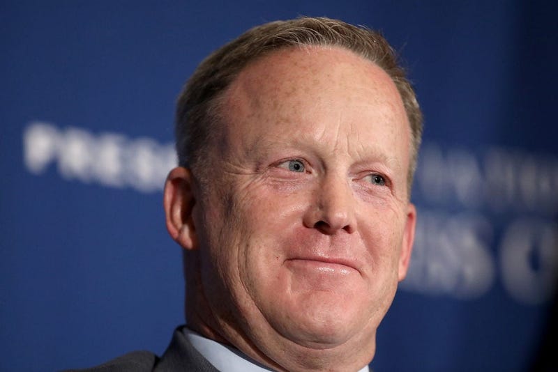 WASHINGTON, DC - AUGUST 13: Former White House Press Secretary Sean Spicer answers questions during an appearance at the National Press Club August 13, 2018 in Washington, DC. Spicer is promoting his new book "The Briefing: