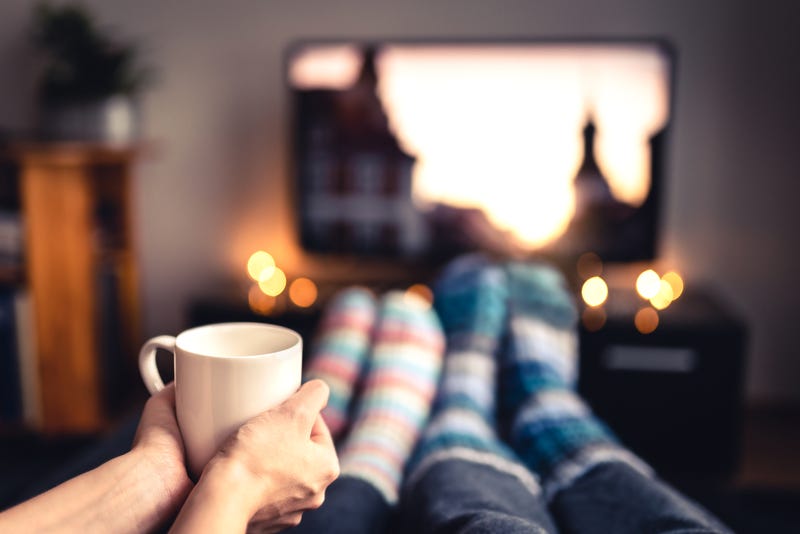 Couple, Couch, Mug, Socks, Television, Christmas Movies, Christmas