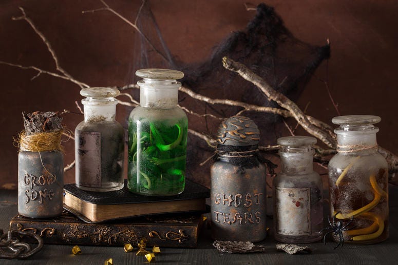 witch apothecary jars magic potions halloween decoration