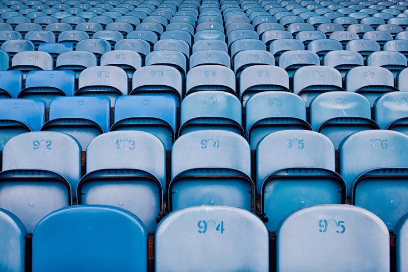 Empty bleachers in a sports stadium