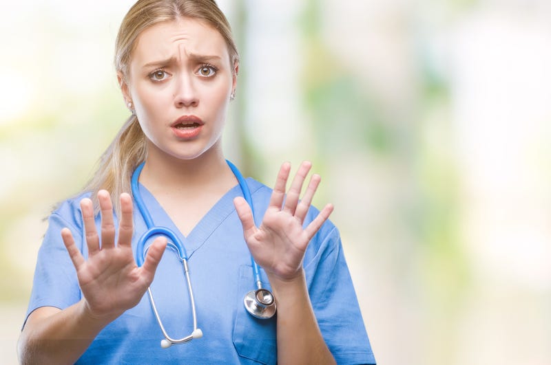 Scared medical worker
