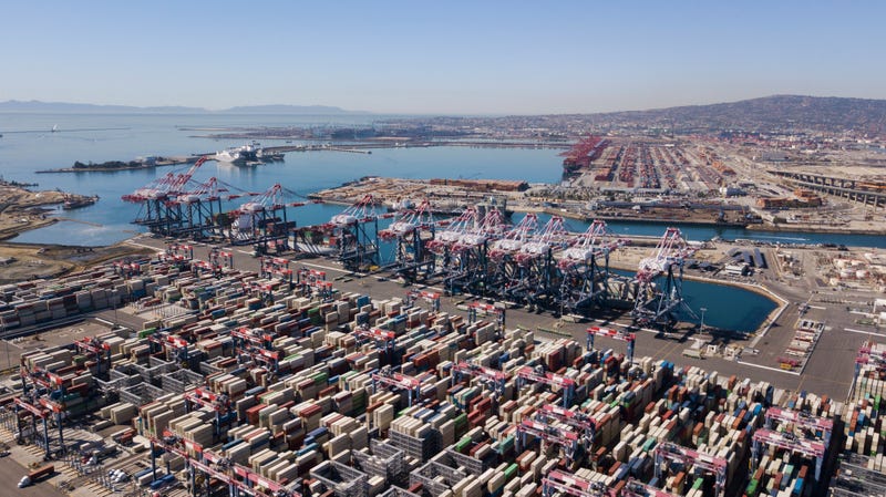 Aerial view of Long Beach Port