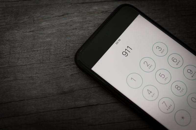 911 on a cell phone stock photo.