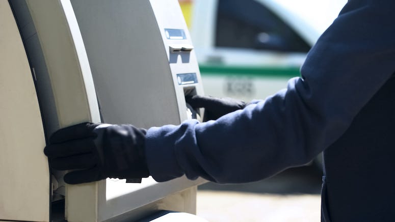Man, Gloves, ATM, Cash Machine