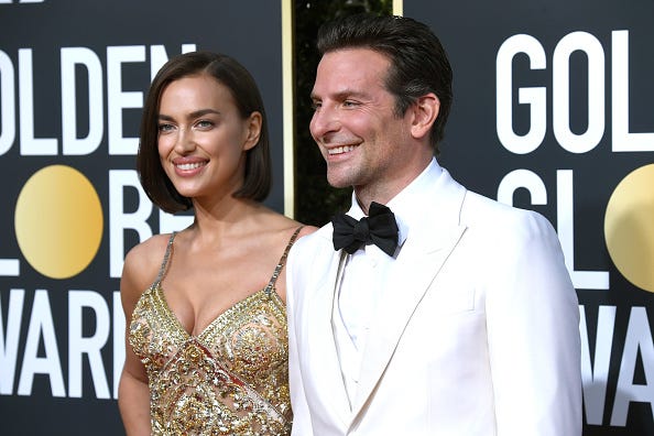 Irina Shayk and Bradley Cooper at the Golden Globe Awards.