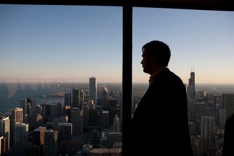 A view of Chicago from the John Hancock building. The Signature Room on the 95th floor offers a beautiful view of Chicago skyline.