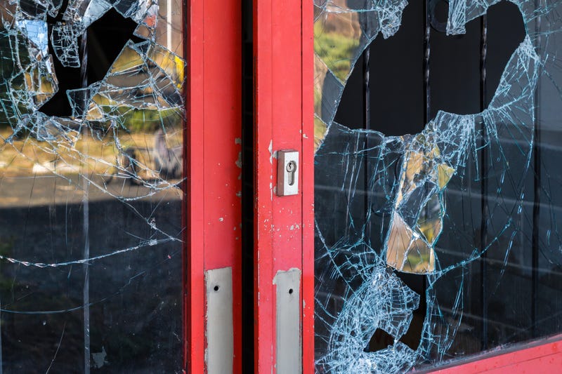 Broken windowpane vandal