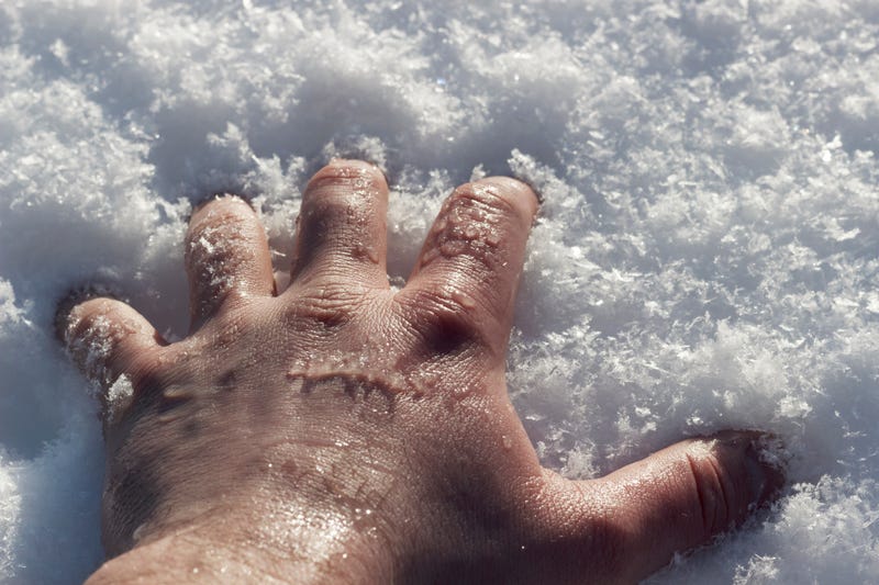 Human hand in the snow