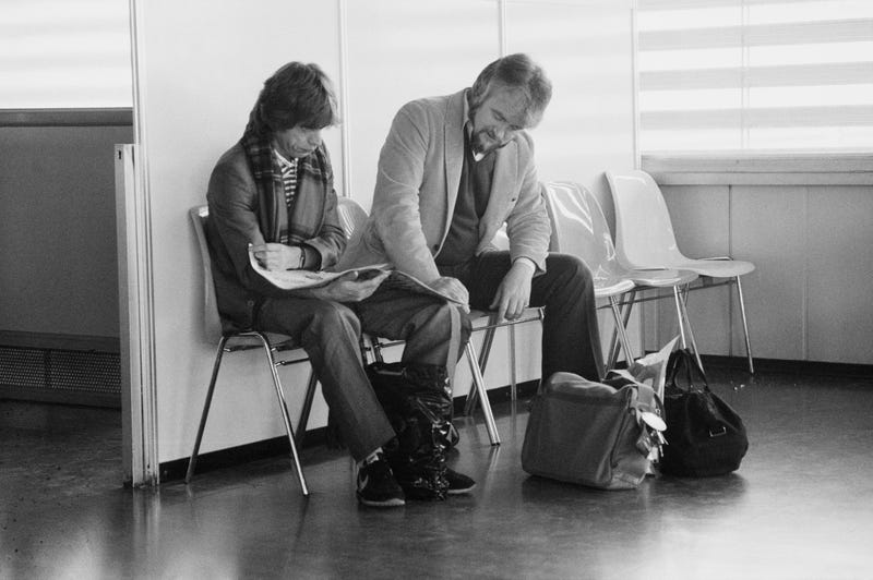 mick jagger at munich airport in 1982