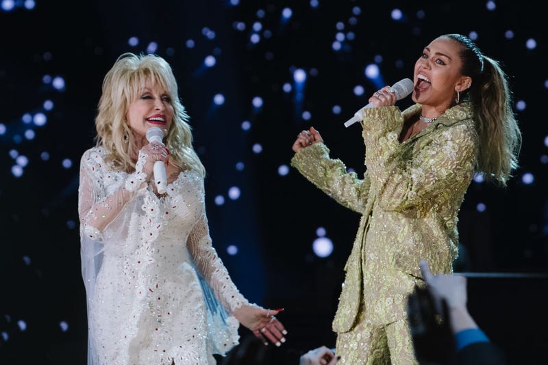 Dolly Parton and Miley Cyrus perform onstage at the 61st annual GRAMMY Awards at Staples Center on February 10, 2019 in Los Angeles, California. (Photo by Emma McIntyre
