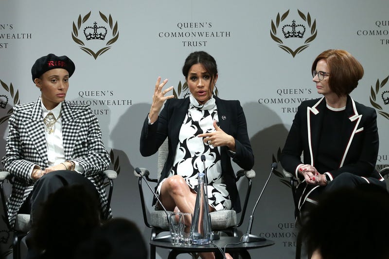 meghan markle duchess of sussex speaks at international women's day panel organized by queen's commonwealth trustt