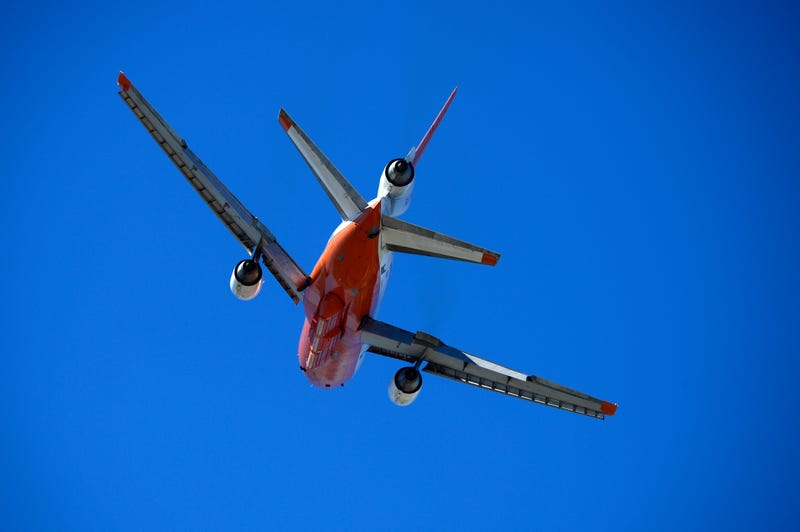 A Cal Fire DC-10 Air Tanker performs a flyover prior to the NASCAR Xfinity Series Production Alliance Group 300 at Auto Club Speedway on March 16, 2019 in Fontana, California.
