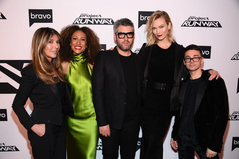 Nina Garcia, Elaine Welteroth, Brandon Maxwell, Karlie Kloss and Christian Siriano attend Bravo's "Project Runway" New York Premiere at Vandal on March 07, 2019