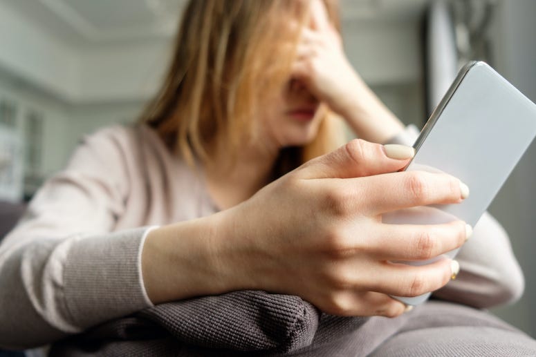 Woman, Phone, Frustrated