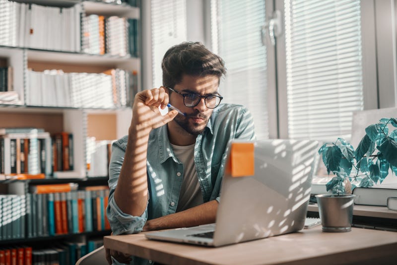 man doing research