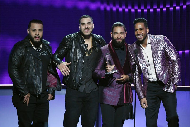 Lenny Santos, Max Santos, Henry Santos and Romeo Santos of Aventura accept the Tropical Artist of the Year, Duo or Group award during the 2019 Billboard Latin Music Awards at the Mandalay Bay Events Center on April 25, 2019 in Las Vegas, Nevada.