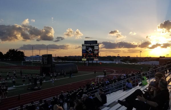 Sunset over high school football in Texas