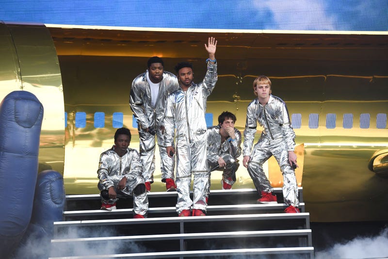 Kevin Abstract, Ameer Vann, Matt Champion, Merlyn Wood, Joba and Dom McLennon of Brockhampton perform at the 2019 Governors Ball Festival at Randall's Island on May 31, 2019 in New York City