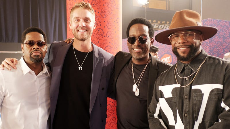 Nathan Morris, Shawn Stockman and Wanya Morris of Boyz II Men with Brett Young