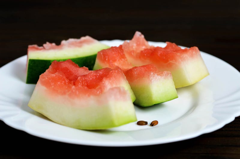 Watermelon rinds on the plate