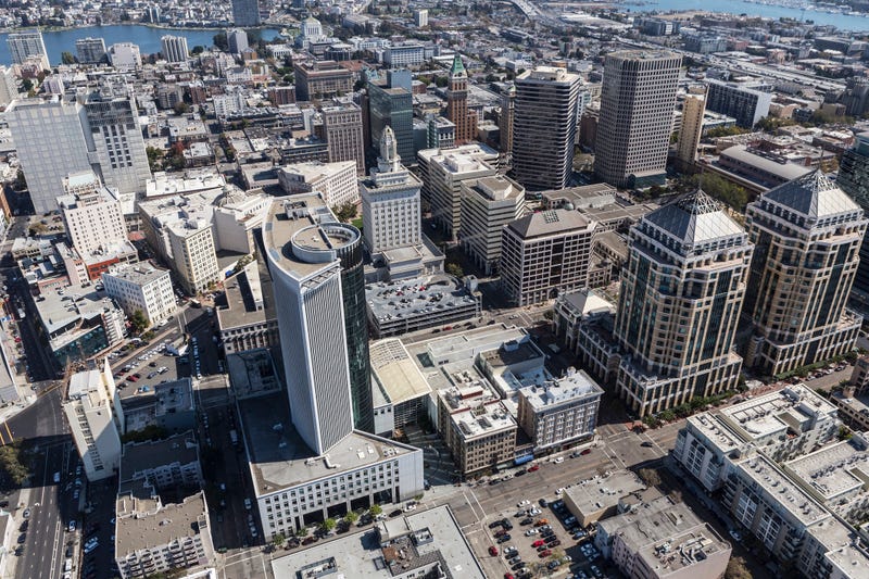Aerial view of downtown Oakland.