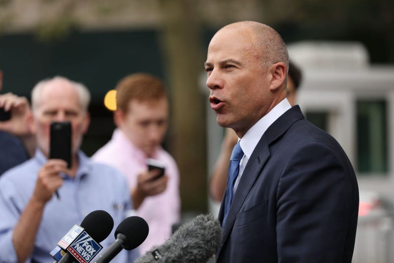 Michael Avenatti speaks to the media outside of a New York courthouse after a hearing in a case where he is accused of stealing $300,000 from a former client, adult-film actress Stormy Daniels on July 23, 2019 in New York City. The lawyer is scheduled to appear Wednesday in a Santa Ana court for his second trial in only a month.
