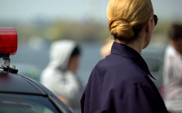 Female officer arrive on the scene