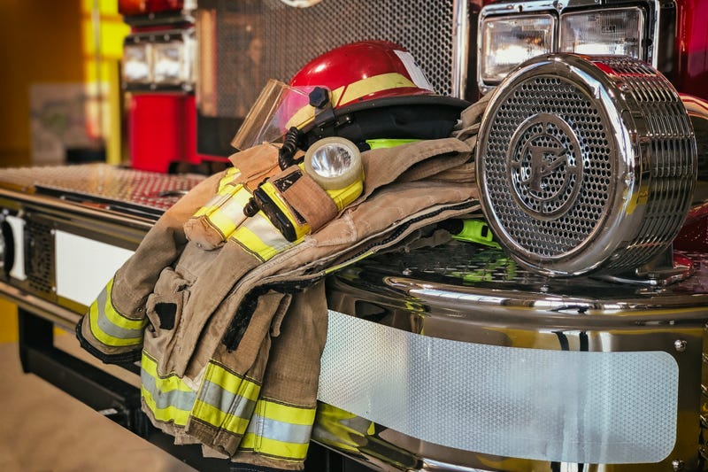 Firefighter suit and truck