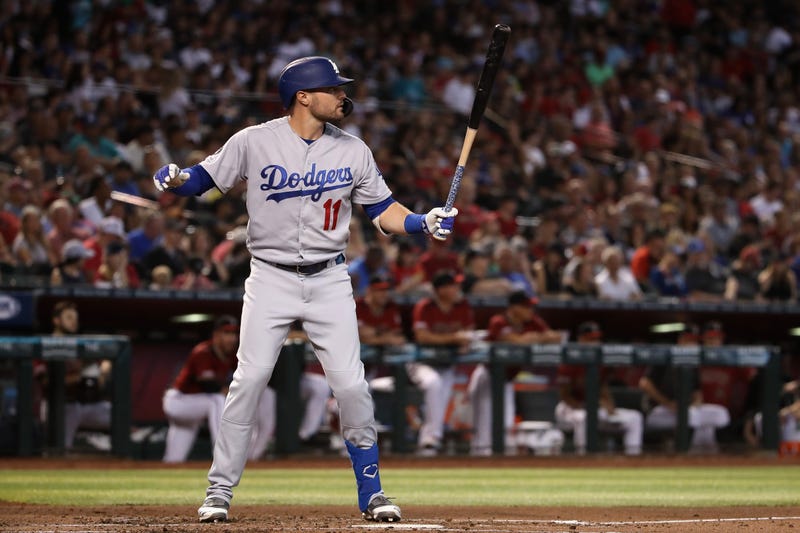 A.J. Pollock stepping into the batter's box for Los Angeles