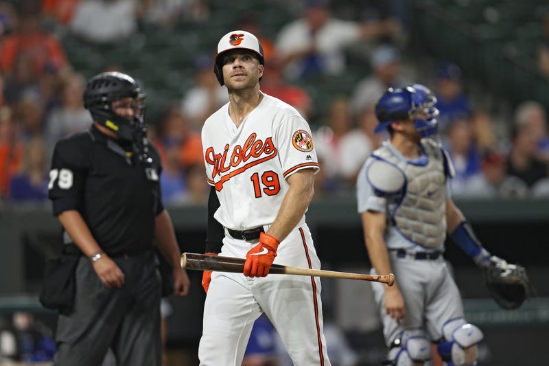 Chris Davis retreats to the dugout after striking out