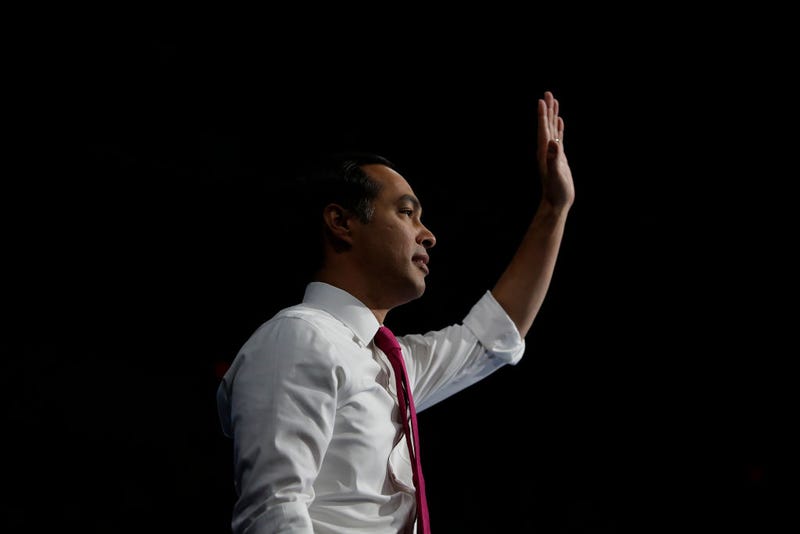 Former Secretary of Housing and Presidential candidate Julian Castro waves during The Iowa Democratic Party Liberty & Justice Celebration on November 1, 2019 in Des Moines, Iowa.