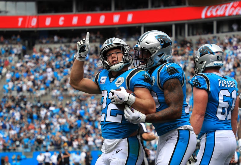 Christian McCaffrey scored three touchdowns for the Panthers Sunday.