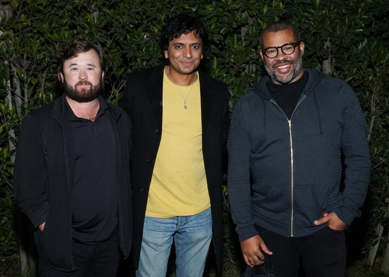 haley joel osment, M. Night Shyamalan and Jordan Peele attend the Cinespia 20th anniversary screening of "The Sixth Sense" presented by Amazon Studios at Hollywood Forever on October 19, 2019 in Hollywood, California
