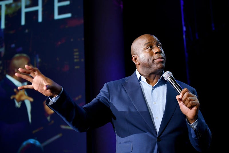 Earvin “Magic” Johnson, Chairman and CEO of Magic Johnson Enterprises speaks onstage.