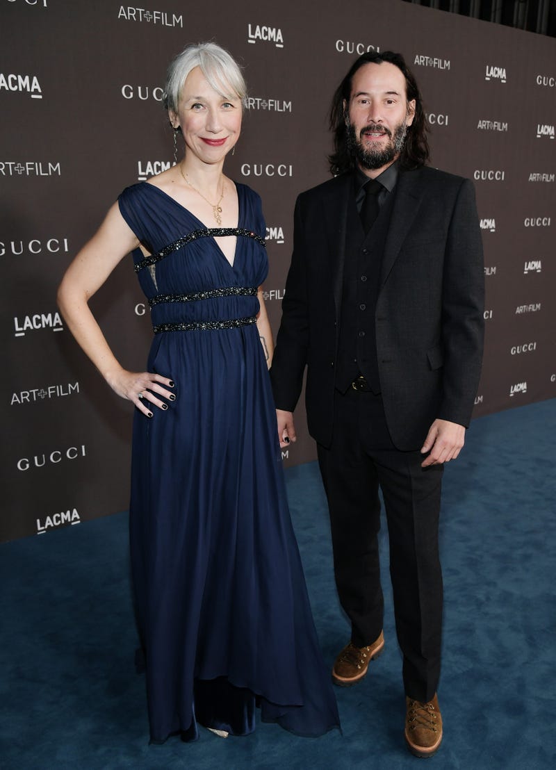 Alexandra Grant and Keanu Reeves attend the 2019 LACMA 2019 Art + Film Gala Presented By Gucci at LACMA on November 02, 2019 in Los Angeles, California.