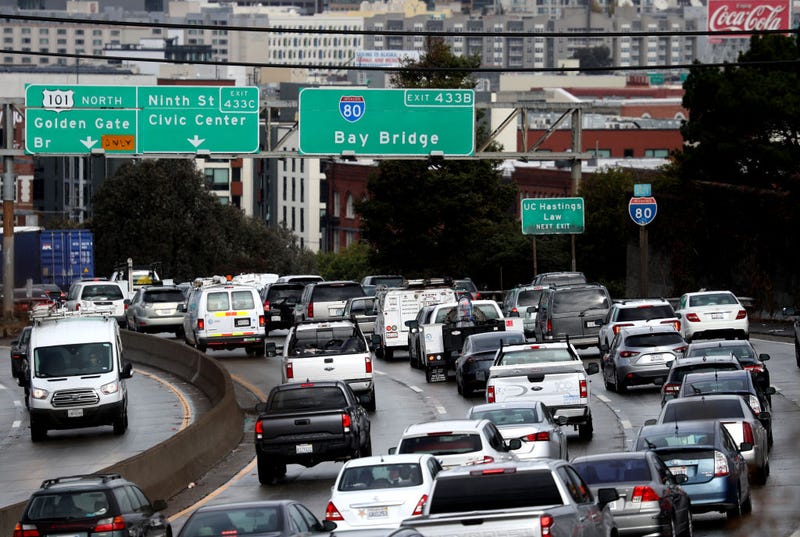 Traffic moves along U.S. Highway 101 towards downtown San Francisco on November 27, 2019 in San Francisco, California.