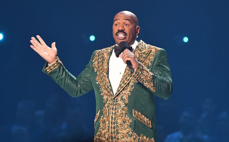 Steve Harvey speaks onstage during 2019 Miss Universe Pageant at Tyler Perry Studios on December 08, 2019 in Atlanta, Georgia