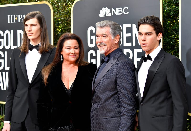 pierce brosnan with wife keely shaye smith and sons dylan and paris
