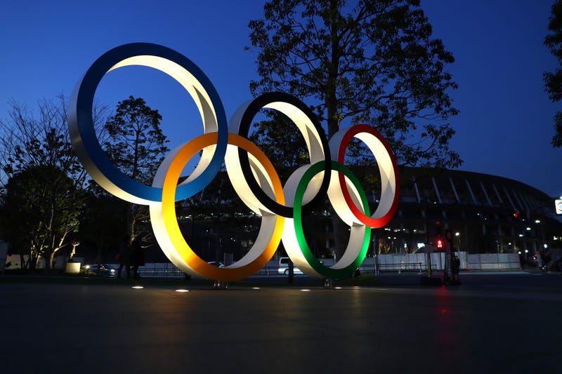 The Olympic rings staged in Tokyo.