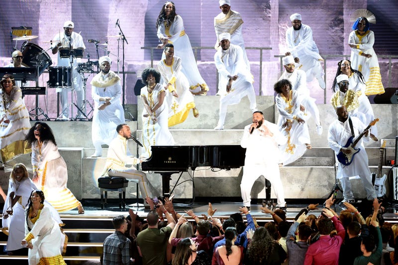 ohn Legend and DJ Khaled perform onstage during the 62nd Annual GRAMMY Awards